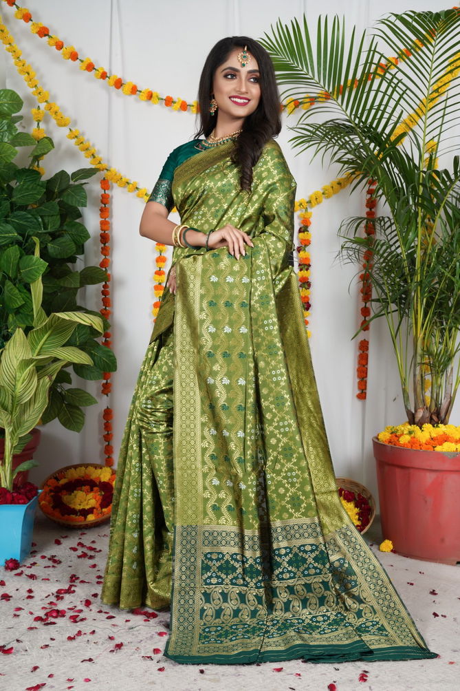  Bandhani  Patola Saree By Dhruvi Designer Pure Lichi Soft Silk Saree Catalog